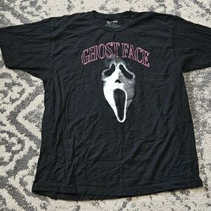 Ghost Face Scream Movie T Shirt Men XL Front Print Halloween Black T- Shirt